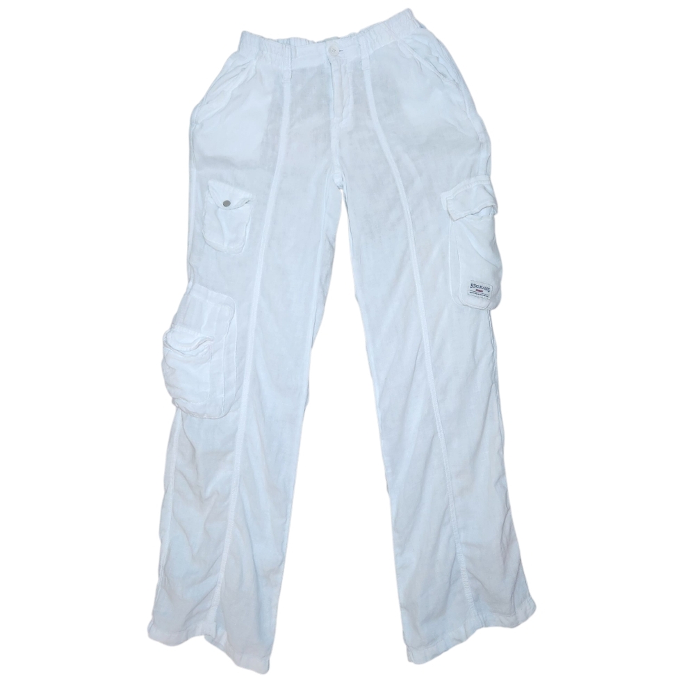 BDG White Linen Multi Pocket Cargo Pants Slouchy Baggy Indie Boho Grunge XXS - Picture 4 of 16